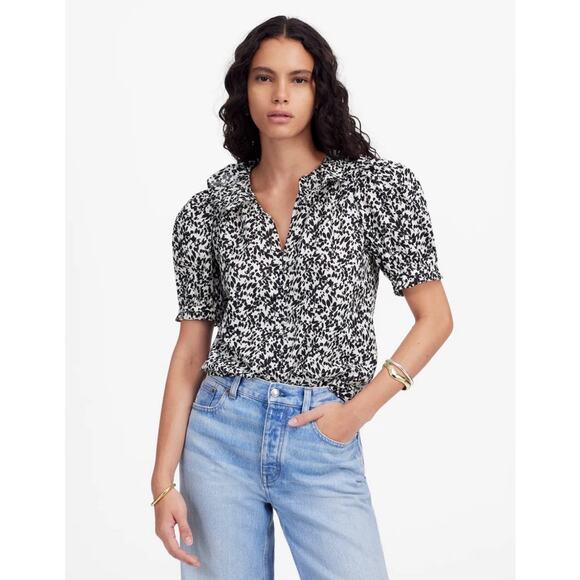Madewell Ruffled Button Front Floral Top US Women's XS New - Picture 1 of 8